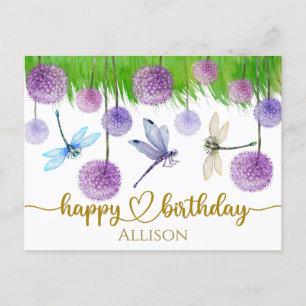 Happy Birthday Wild Blume Wasserfarbener Postkarte