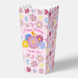 Happy Birthday Wild Flowers Garden Birds Pattern Geschenkschachtel