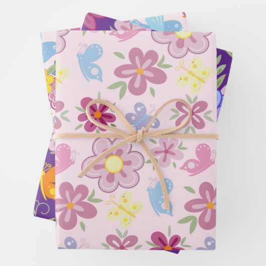 Happy Birthday Wild Flowers Garden Boho Pattern Geschenkpapier Set (Beispiel)