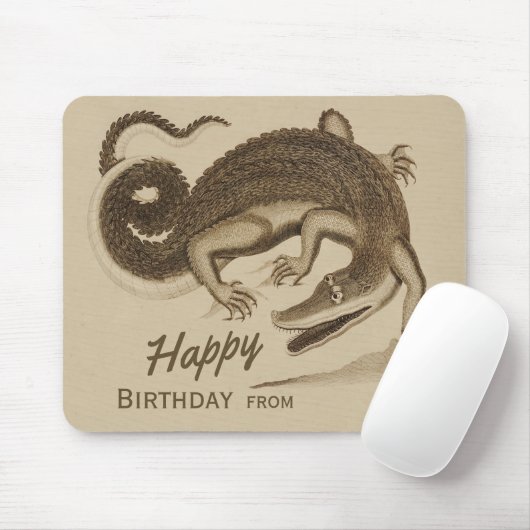 Happy Birthday Wild fröhliches Krokodil CC0896 Mousepad (Mit Mouse)