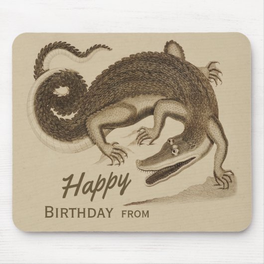Happy Birthday Wild fröhliches Krokodil CC0896 Mousepad (Vorne)