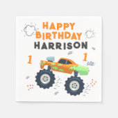Happy Birthday Wild One Monster Car Trucks Serviette (Vorderseite)