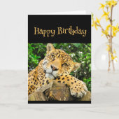Happy Birthday Wild Thing Leopard Tiergenuss Karte (Gelbe Blume)