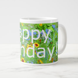Happy Birthday Wildblume Jumbo Tasse