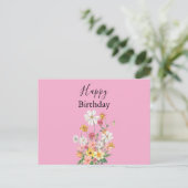 Happy Birthday Wildblumen Pink Postkarte (Stehend Vorderseite)