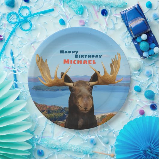 Happy Birthday Wildlife Moose Paper Plate Pappteller (Party)