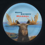 Happy Birthday Wildlife Moose Paper Plate Pappteller<br><div class="desc">Happy Birthday Wildlife Moose Paper Plate.</div>