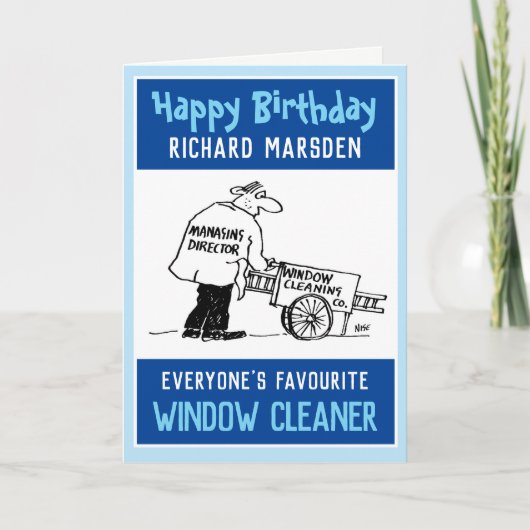 Happy Birthday Window Cleaner Karte (Vorderseite)