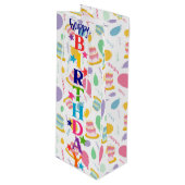 Happy Birthday Wine Geschenktüte Für Weinflaschen (Vorderseite Schrägansicht)