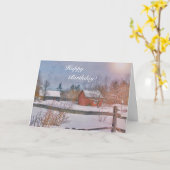 Happy Birthday Winter Farm Szene Karte (Gelbe Blume)