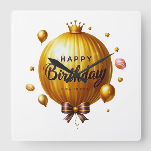 Happy Birthday wish Quadratische Wanduhr (Vorderseite)
