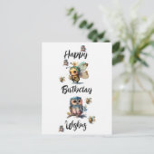HAPPY BIRTHDAY WISHES Owls and Bienen | Postkarte (Stehend Vorderseite)