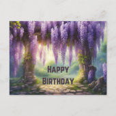 Happy Birthday Wisteria Blume Postkarte (Vorderseite)