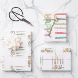 Happy Birthday With Candles Geschenkpapier Set