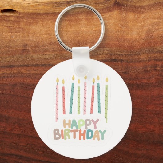 Happy Birthday with Candles Keychain Schlüsselanhänger (Rückseite)