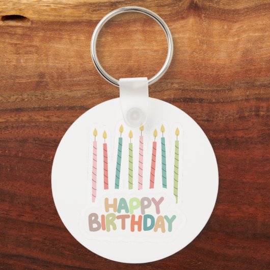 Happy Birthday with Candles Keychain Schlüsselanhänger (Vorderseite)