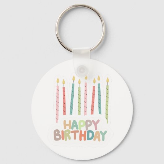 Happy Birthday with Candles Keychain Schlüsselanhänger (Rückseite)