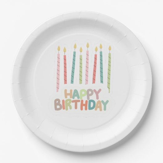 Happy Birthday with Candles on Paper Plates Pappteller (Vorderseite)
