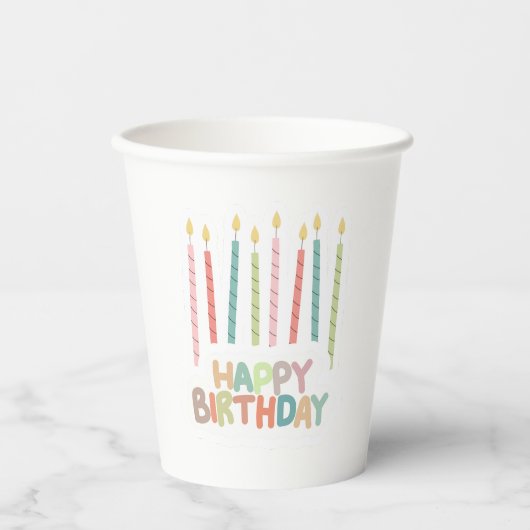 Happy Birthday with Candles Paper Cup Pappbecher (Vorderseite)