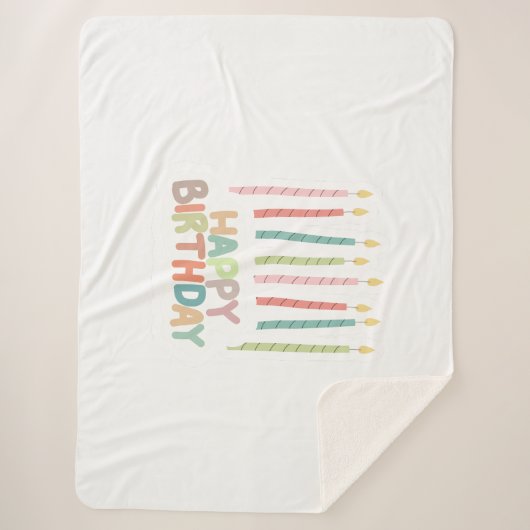 Happy Birthday with Candles Sherpa Blanket Sherpadecke (Vorderseite)