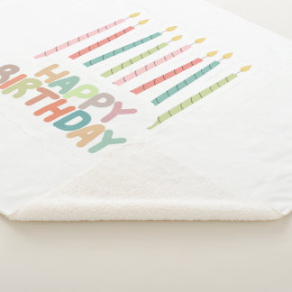 Happy Birthday with Candles Sherpa Blanket Sherpadecke