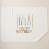 Happy Birthday with Candles Sherpa Blanket Sherpadecke (Vorderseite (Horizontal))