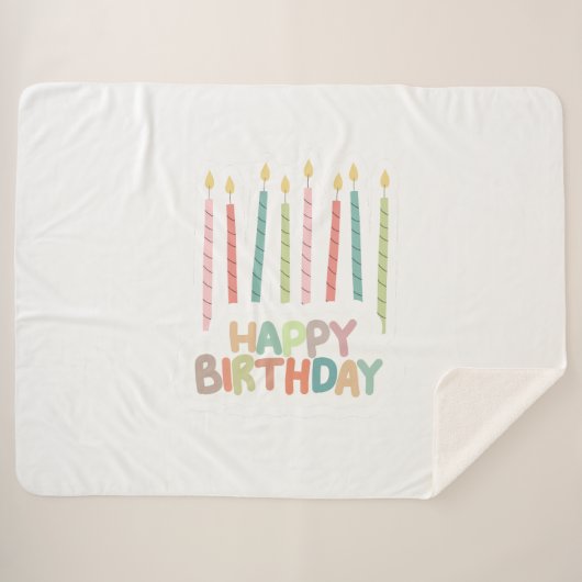 Happy Birthday with Candles Sherpa Blanket Sherpadecke (Vorderseite (Horizontal))