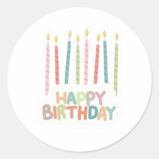Happy Birthday With Candles Sticker Label