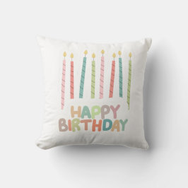 Happy Birthday with Candles Throw Pillow Kissen