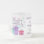 "Happy Birthday with Geschenkboxen" - Anpassen Mattglastasse (Vorderseite Links)