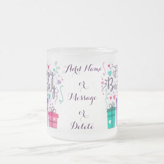 "Happy Birthday with Geschenkboxen" - Anpassen Mattglastasse (Mittel)
