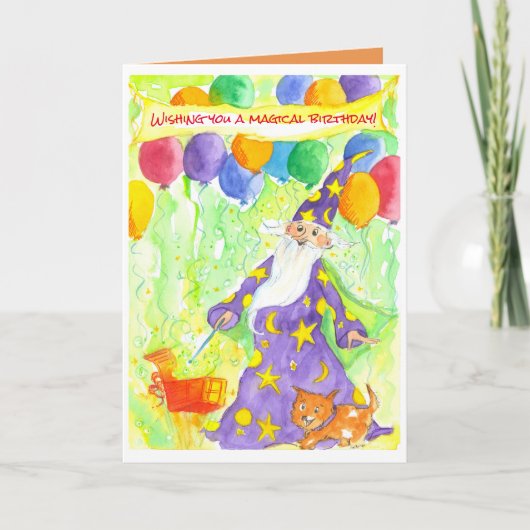 Happy Birthday Wizard Magic Karte (Vorderseite)