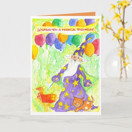 Happy Birthday Wizard Magic Karte (Gelbe Blume)
