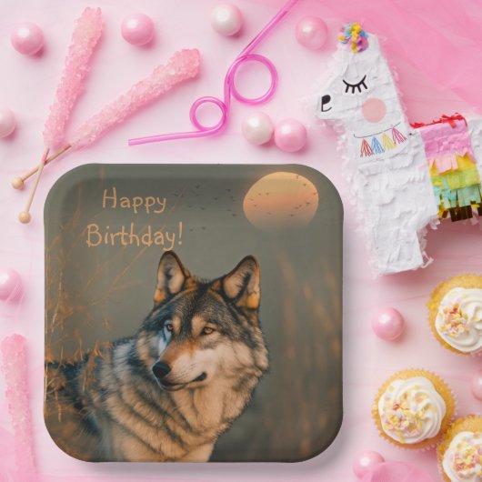 Happy Birthday Wolf Pappteller (Party)