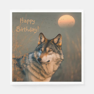 Happy Birthday Wolf Serviette