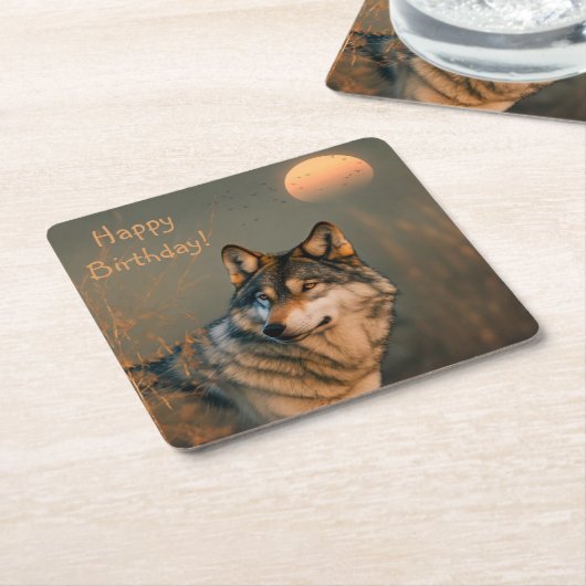 Happy Birthday Wolf Untersetzer (angewinkelt)