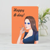 Happy Birthday Woman Retro Party Invitation Einladung (Stehend Vorderseite)