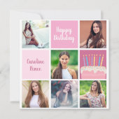 Happy Birthday Womens Foto Collage Custom Pink Karte (Vorderseite)