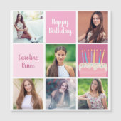 Happy Birthday Womens Foto Collage Magnetic Card Magnetkarte (Vorderseite)