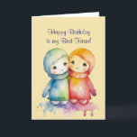 Happy Birthday Wonderful Best Friend Karte<br><div class="desc">Happy Birthday Wonderful Best Friend Watercolor Kunst,  Dichtung und Musik</div>