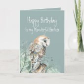 Happy Birthday Wonderful Brother Barn Owl Dankeskarte (Vorderseite)