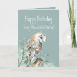 Happy Birthday Wonderful Brother Barn Owl  Dankeskarte<br><div class="desc">Wenn Ihre wunderbaren Lieben Eulen,  Natur oder Wildtiere,  wird er diese Geburtstagskarte Liebe</div>