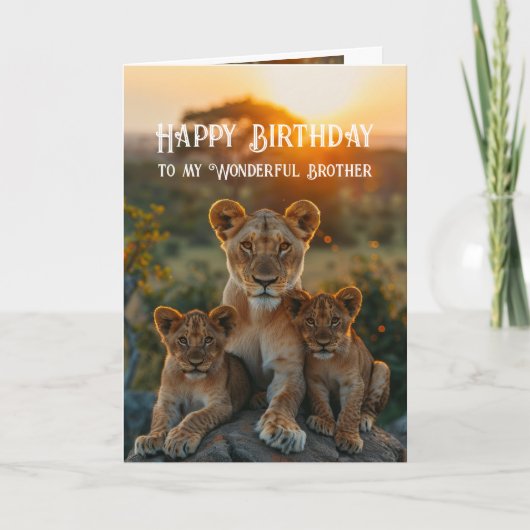 Happy Birthday Wonderful Brother Lion Animal Fun Karte (Vorderseite)