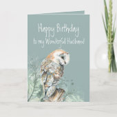 Happy Birthday Wonderful Huband Barn Owl Dankeskarte (Vorderseite)