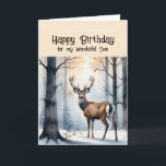 Happy Birthday Wonderful Son Stag Deer Feiertagskarte<br><div class="desc">Happy Birthday Wonderful Son Stag Deer Winterwald</div>