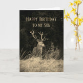 Happy Birthday Wonderful Son Vintag Deer Stag Karte (Gelbe Blume)