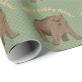Happy Birthday Woodland Brown Bären Cub Geschenkpapier (Rolleneckpunkt)