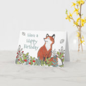 Happy Birthday Woodland Fox Modern Funny Karte (Gelbe Blume)