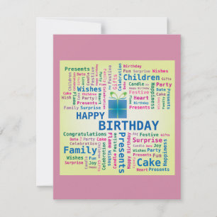 Happy Birthday Word Cloud Geschenk Geschenkkarte Karte