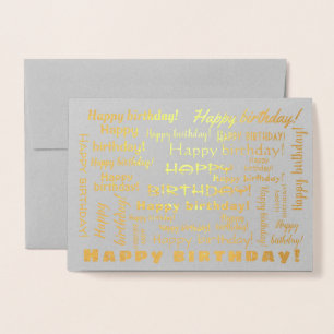 Happy Birthday Word Cloud Typografy Gold Folienkarte